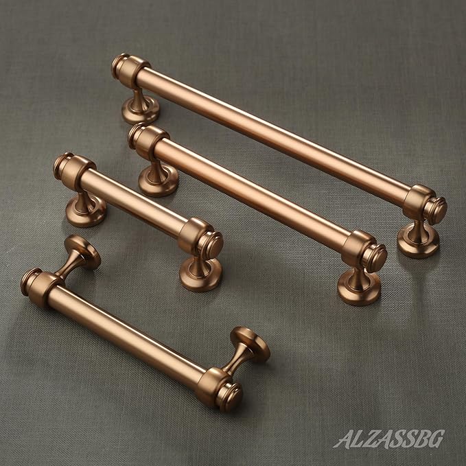 Alzassbg 10 Pack Dark Champagne Bronze Cabinet Pulls, 6-1/4 Inch(160mm) Hole Centers Cabinet Handles Kitchen Hardware Straight Bar for Cabinets and Drawer AL3082TGP