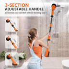 2 Battery Electric Spin Scrubber, 1000RPM Cordless Cleaning Brush Waterproof with 20V Power Supplied, Adjustable Extension Handle, 4 Replaceable Cleaning Heads, Hook, Gloves - for Tub/Tile/Wall/Floor