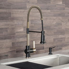 KRAUS Britt Commercial Style Pre-Rinse Kitchen Faucet with Deck Plate in Brushed Gold/Matte Black, KPF-1690BGMB