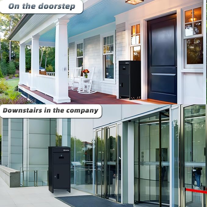 Package Delivery Boxes for Outside,Parcel Drop Boxes with Lock,Custom Address Stickers Package Drop Boxes for Outside is Weatherproof,Package Delivery Box for Porch,No Installation(15.5*15.5*38 in)