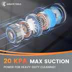 Giraffe Tools Grandstorm Retractable Vacuum Cleaner Wall-Mounted, Shop Wet Dry Vacuum Cleaner with 6 Nozzles for Car Detailing Remote Control Garage Vacuum, Grey