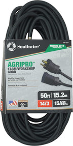 Southwire AgriPro Medium Duty Extension Cord - All-Copper Wire - Extra Durable Molded Plug - Cold Weather Rated - Oil & Chemical Resistant - UL Listed - Farm & Workshop Ready - 50 Foot