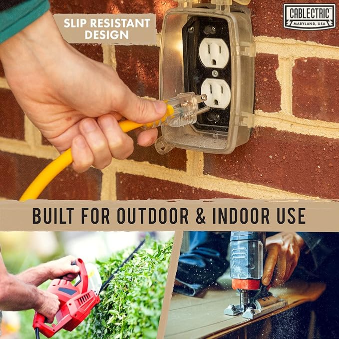 12 Gauge Outdoor Extension Cord 50 ft, 12/3 Heavy Duty Extension Cord 3 Prong Lighted End 50 Foot, SJTW Weatherproof Industrial Electrical Cable for Major Appliances, Proudly American Brand