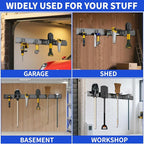 Garage Wall Organizer Wall Mount, 48inch Heavy Duty Garden Tool organizer Storage System, Easy Install With 6 Adjustable Hooks, For Garage, Basement, Shed, Workshop(Black)