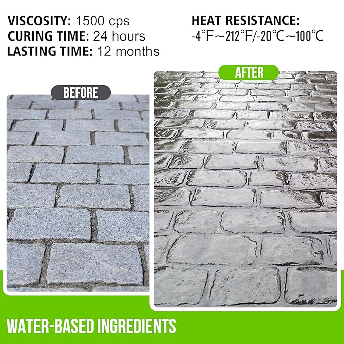 Wet Look Stone Sealer - High Gloss Paver Sealer Stone Color Enhancer Concrete Sealer with Long-Lasting Gloss Protection, Stain Proof for Interior and Exterior Slate, Driveway, Floor, Standsotne (32oz)