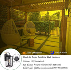 LIT-PaTH Dusk to Dawn Outdoor Wall Lantern, Wall Sconce as Porch Lighting Fixture, E26 Medium Base Max 60W, Anti-Rust Metal with Glass Shade, Black, 1-Pack