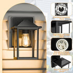 Outdoor Wall Lantern, Exterior Waterproof Wall Sconce Light Fixture, Black Front Door Mounted Lighting with Clear Glass, Anti-Rust Porch Lamp