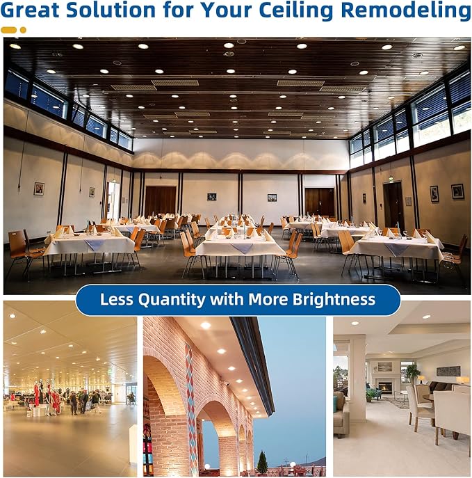 8 Pack 16W 1800lm Recessed Lighting 6 inch, Ultra-Thin Can Lights with Junction Box, Retrofit Recessed Lights, Dimmable, Canless Wafer Downlight - ETL & Energy Star-Warm White