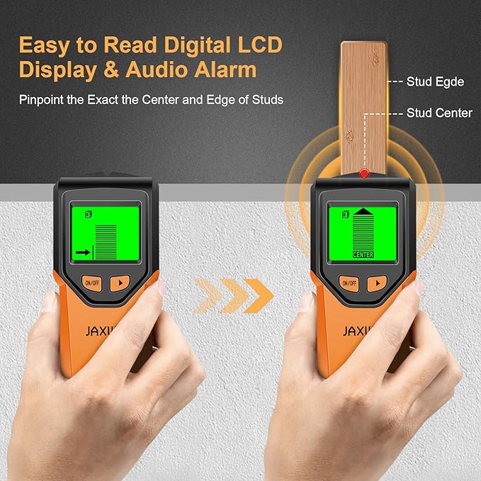 Stud Finder Wall Scanner - 5 in 1 Stud Finder Tool w/Microprocessor Chip and HD LCD Display, Stud Detector Beam Finders for the Center and Edge of Wood AC Wire Metal Studs Joist Pipe (Lox)