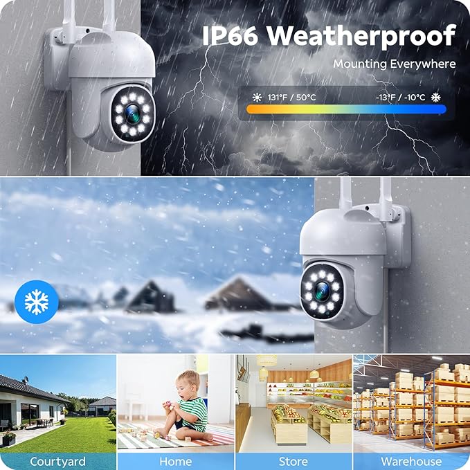 CAMCAMP Home Security Camera System, 16CH 4K NVR, 16PC PTZ WiFi Security Cameras Wireless Outdoor, Need Plug Charge, Auto Human Tracking, 2 Way Audio, 3 Night Vision, CCTV Surveillance Kit(16, White)