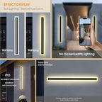 2 Pack Long Outdoor Modern LED Wall Light,31.5inch Waterproof IP65 Warm White 110V led Wall Mount Lighting Fixture Rectangular Black Elegant Frosted White Acrylic Anti Rust.