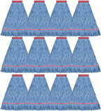 Matthew Cleaning 20oz Heavy Duty Mop Head Commercial Replacement for General and Floor Cleaning , Wet Industrial Blue Cotton Looped End String Head Refill (Case of 12) Blue