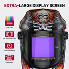ARCCAPTAIN Super Large Viewing Welding Helmet with Side View, True Color 1/1/1/1 Solar Power Auto Darkening Welding Hood with 4 Arc Sensor, Wide Shade 4/5-9/9-13 for TIG MIG ARC Cut, Skeleton