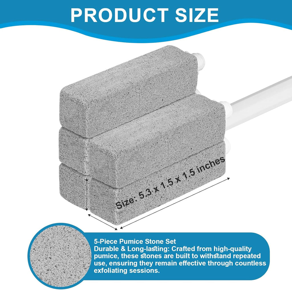 5 Packs Pumice Cleaning Stone with Extra Long Handle, Pumice Stone for Toilet Bowl Clean for Cleaning Toilets, Bathtubs, Grills, Swimming Pools, Sinks