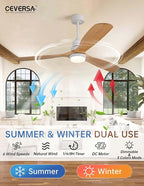 60 Inch Outdoor Natural Wood Ceiling fans with Lights and Remote, 3 Blades Wooden Dimmable Ceiling Fans,Noiseless Reversible DC Motor,Modern Fan for Patio,Living Room,Indoor,Farmhouse