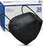 Boncare KN95 Face Mask 30 PCs, 5-Layer Black Face Mask for Men & Women Filter Efficiency≥ 95%, Breathable and Comfortable, Black