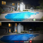 Olafus 60W Flood Lights Dusk to Dawn Outdoor Lighting, IP65 Waterproof LED Security Light with Photocell, 6000LM Dusk Dawn Outside Light, 6500K Brown Exterior Floodlight for Yard Garden Porch