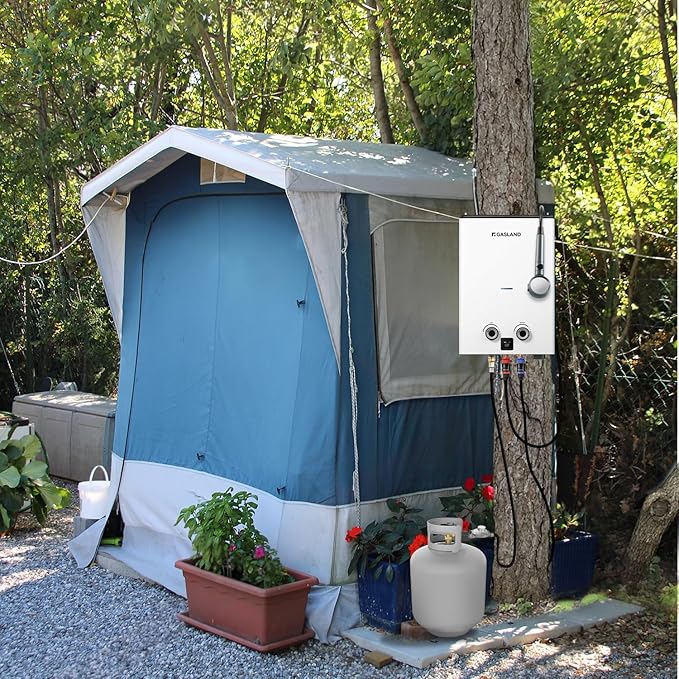GASLAND Goshower G10 2.64GPM Outdoor Propane Tankless Water Heater, Ultra Slim PortableCamping Propane Shower for Off Grid, 68,000 BTU