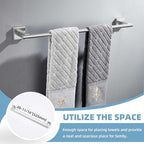 Suyar Bathroom Hardware Set Brushed Nickel, 304 Stainless Steel Bathroom Accessories 4 Pieces, Include Robe Hook, Toilet Paper Holder, Hand Towel Holder, Towel Bar, Wall Mount