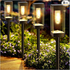 Bright Solar Pathway Lights Outdoor 8 Pack Solar Lights Outdoor LED Waterproof with 3000K Tungsten Filament Bulb Landscape Lighting for Yard, Driveway, Garden, Walkway, Lawn, Path