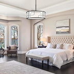 Drum Chandelier - Black and White Linear Design Adjustable Pendant Light for Dining Room, Kitchen Island, Living Room, Foyer (19.68", 5 Lights)