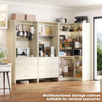 Aheaplus Closet System with 6 Drawers, 4 Hanging Rods & Corner Tower, Corner Closet System with Hanging,80.9" L-Shaped Walk-In Wardrobe Organizer, 2000+ lbs Capacity, Set of 3, White Oak