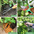 Gardening Tools 9-Piece Heavy Duty Garden Hand Tools with Fashion and Durable Garden Tools Organizer Handbag, Rust-Proof Garden Tool Set, Ideal Gardening Gifts for Women