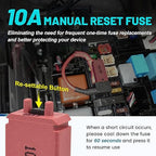 NuIth Manual Reset 10A Mini Fuse Circuit Breakers, E73 Low Profile ATM Circuit Breaker Blade Fuse DC 28V Resettable Standard Blade Fuses for Car Truck RV Marine (2PCS-10A)