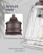 3 Light Bathroom Vanity Light - HWH Bathroom Lights Over Mirror Farmhouse Vanity Sconce Wall Lighting with Bell-Shaped Clear Glass, Oil-Rubbed Bronze Finish, 5HZG106B-3W ORB