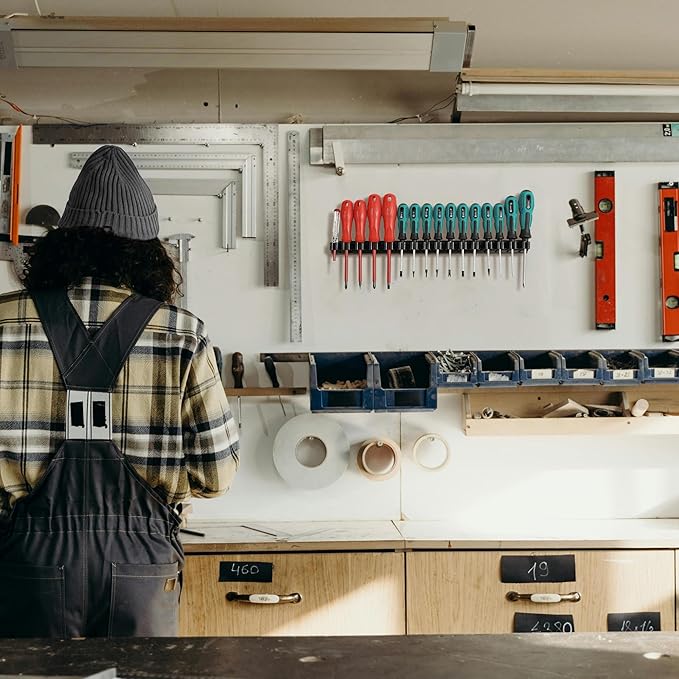 Magnetic Screwdriver Organizer, Aluminum Alloy Rail Tool Holder, Fits Up to 16 Screwdrivers (Black)