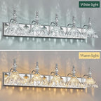Vintage Bathroom Vanity Light, 5-Light Chrome Vanity Lighting Fixture with Flower Glass Shade, Bathroom Lighting Fixtures Over Mirror