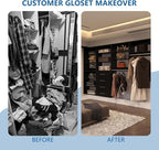 Modular Closet System, 46" Wide Closet Organizer System with Towers and Hanging, Wood Closet Tower Storage for Walk In Closets, Wall Mounted Wardrobe Organizer Kit System, Bedroom, Black