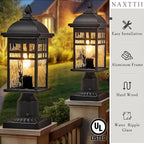 Outdoor Post Lights Black Exterior Pillar Lamp Aluminum Lamp Body and Water Ripple Glass Shade 22 Inch Height Outdoor Post Lighting Fixture for Yard Pathway and Driveway