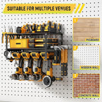 Power Tool Organizer Wall Mount - 200Lbs Load 3 Layers Storage Rack with 4 Drill Holders for Drills Cordless Tools. Heavy Duty Iron Garage Tool Organizer Storage for Workshop Shed Pegboard Basement