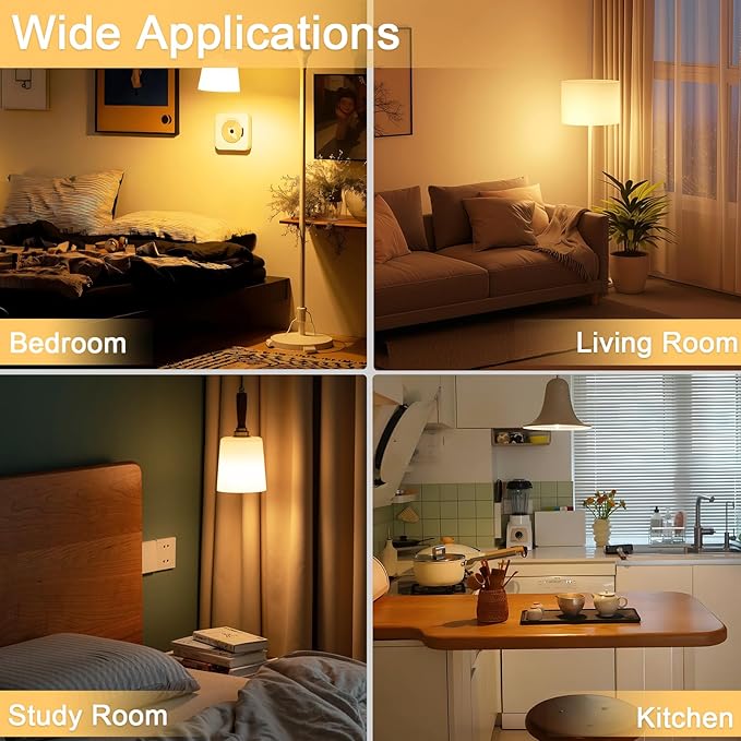 A19 LED Light Bulb Dimmable, 60W Equivalent, 2700K Warm White 800 Lumens Lightbulb, E26 Base, 8W C80+ CRI LED Vintage Edison Bulbs,4 Pack