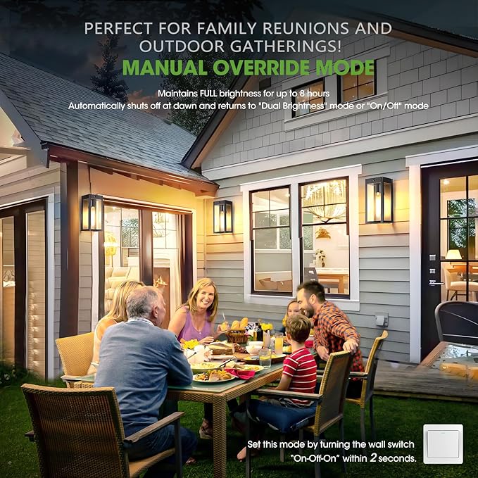 10.6" Motion Sensor Outdoor Wall Sconce Lights 2Pack, Dusk to Dawn Black Exterior Lighting Fixtures with 3 Lighting Modes, Front Porch Lights Outdoor Garage Lighting Fixtures Wall Mount for House