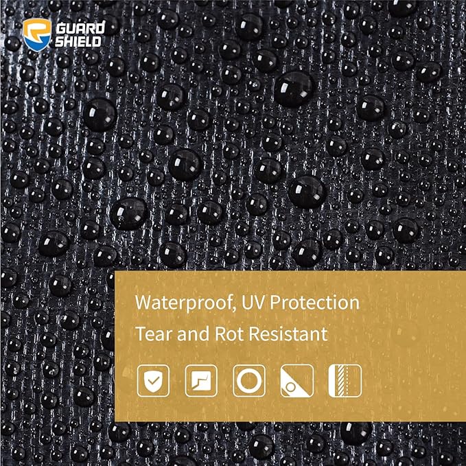 GUARD SHIELD Tarps Heavy Duty Waterproof 16x20 Feet Black Poly Tarp Cover Outdoor Thick UV Resistant Tarpaulin with Grommets 10mil