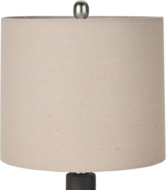 Nourison Home 22" Matte Black Ceramic Table Lamp with Oatmeal Shade for Modern, Transitional, Bedside Table, Living Room, Dining, Entryway