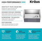 Kraus KHU111-25 Standart PRO 16 Gauge Undermount Single Bowl Stainless Steel Kitchen Sink, 25 Inch