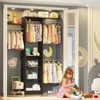 48" Small Closet Organizer, 4FT Closet System for Small Closets with 4 Hanging Rods & 3 Shelves, 80"H Small Closet Organizers and Storage for Bedrooms, Cloakrooms, Black