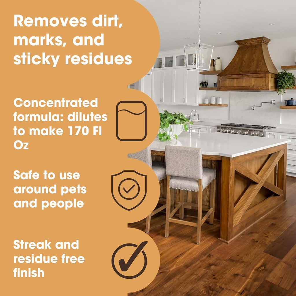 Furniture Clinic Wood Floor Cleaner | Dilutes to 170 FL Oz | Cleaning Concentrate | Formulated for Hardwood and Engineered Wooden Flooring | Quick-Drying with Orange Oil