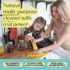 Fab Tab Multi Purpose Cleaner Cleaning Tablets, Eco-Concious Refillable Glass Bottle System with Boutique Hotel Scent, Safe For Family and Pets - Chemical-Free, Plastic-Free - 3 Count