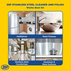 Zep Stainless Steel Cleaner and Polish - 14 oz (Case of 12) ZUSSTL14 - Protects Metal Surfaces From Fingerprints, Soil & Water Spots