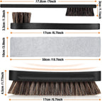 4 Pcs Horsehair Shine Shoes Brush Kit Polish Dauber Applicators Cleaning Leather Shoes Boots Care Brushes Suede Cleaner Brush with Microfiber Shoe Cloth(4 Pcs Black D)