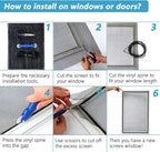 Pet Screen Replacement Door Repair Kit 72'' x 2 Feet Thicken Charcoal Fiberglass Pet Screen Mesh Scratch- Against for Families with Cat or Dog Suitable for Windows, Doors and Porches