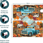 Kawani Fall Mailbox Cover - Autumn Harvest Thanksgiving Pumpkin Farm Truck Magnetic Standard Size 21x18 Inch Rustic Waterproof Post Box Wrap Garden Yard Decor for Outdoor