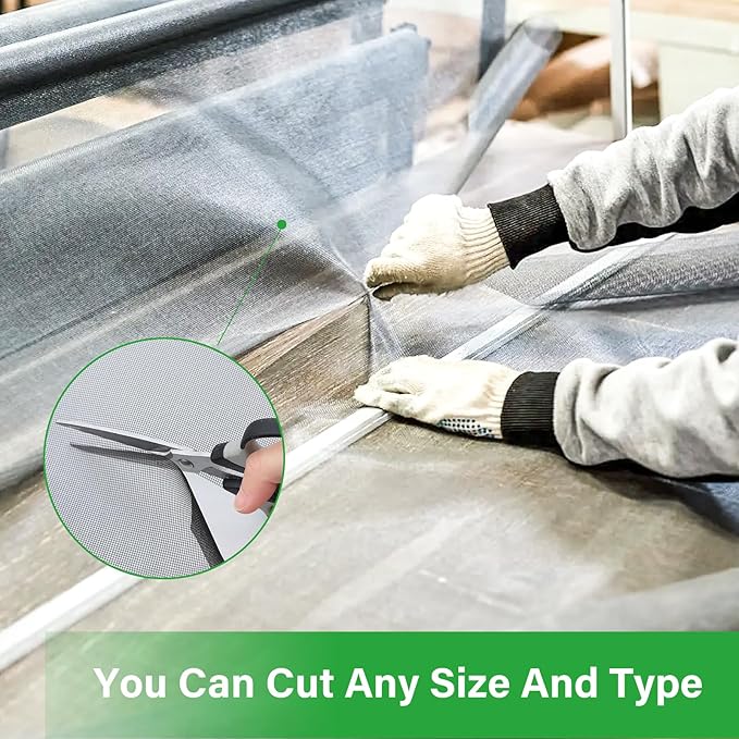 Window Screen Replacement Kit 57.8 Inch X 66 Feet Durable High Hardness Nanofibers Roll Screen Mesh Window Screen Repair Kit Black for Any Door and Window