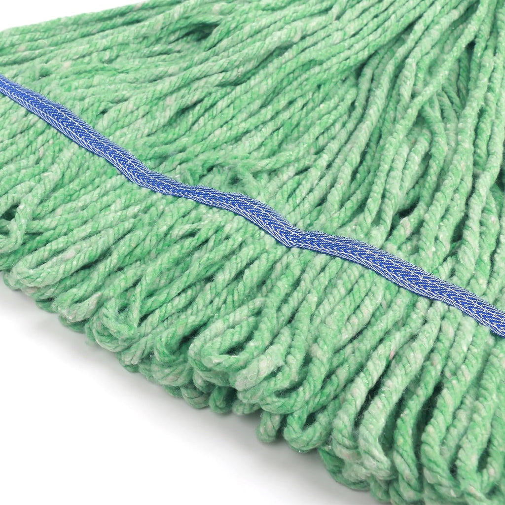 Matthew Cleaning Heavy Duty Mop Head Commercial Replacement for General and Floor Cleaning , Wet Industrial Blue Cotton Looped End String Head Refill (Case of 36) Green