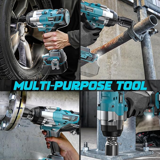 3/4" Cordless Impact Wrench Compatible with Makita 18V Battery: 1850FT-LBS(2500N.m) High Torque Impact Driver, Auto-Stop Reverse, 4-Speed Heavy Duty Impact for Car/Truck/Mower(Bare Tool)