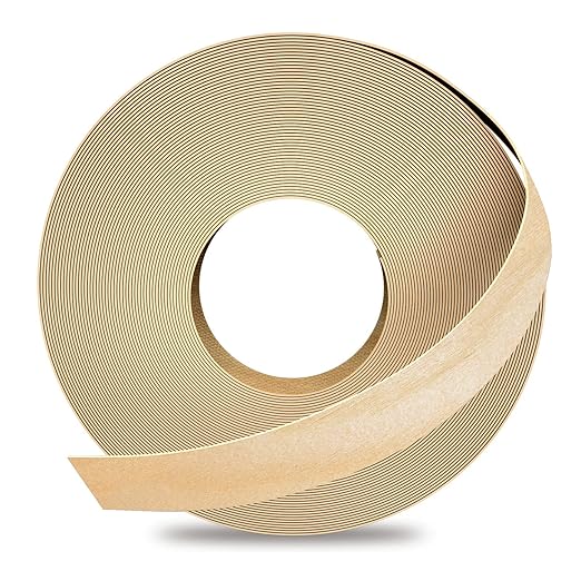 GSCIT Club Birch Edge Banding, 7/8 inch x 10ft roll of Veneer Edge Banding - Pre-glued Flexible, Real Wood Tape for Cabinet Repair & Furniture Restoration